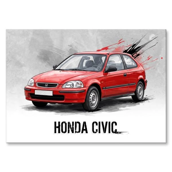 Plakat z metalu z grafika Honda Civic VI